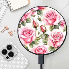 Flower Rose Pink Wireless Fast Charger(black) by Ravend
