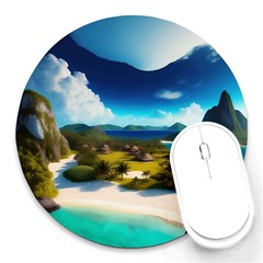 Beach Island Nature Round Mousepad by Ravend