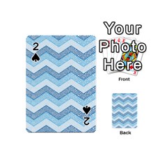 Seamless Pattern Of Cute Summer Blue Line Zigzag Playing Cards 54 Designs (mini) by Grandong