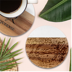 Supersonic Sunblast Marble Wood Coaster (round) by chellerayartisans