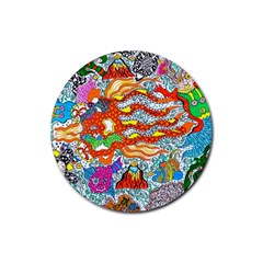 Supersonic Mermaid Chaser Rubber Round Coaster (4 Pack) by chellerayartisans