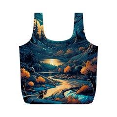 Forest River Night Evening Moon Full Print Recycle Bag (m) by pakminggu