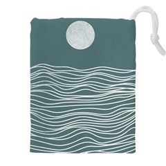 Sea Waves Moon Water Boho Drawstring Pouch (4xl) by uniart180623