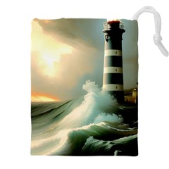 Sea Ocean Waves Lighthouse Nature Drawstring Pouch (5xl) by uniart180623