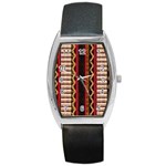 Textile Pattern Abstract Fabric Barrel Style Metal Watch Front