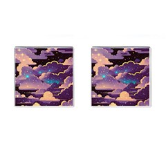 Fluffy Clouds Night Sky Cufflinks (square) by uniart180623