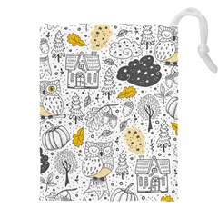 Doodle Seamless Pattern With Autumn Elements Drawstring Pouch (4xl) by pakminggu