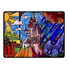 Beauty Stained Glass Castle Building Fleece Blanket (small) by Cowasu