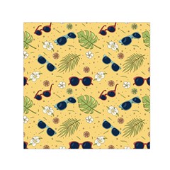 Seamless Pattern Of Sunglasses Tropical Leaves And Flower Square Satin Scarf (30  X 30 ) by Bedest