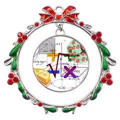 Mathematics Formula Physics School Metal X mas Wreath Ribbon Ornament by Bedest