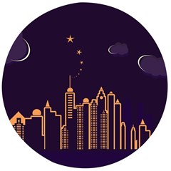 Skyscraper Town Urban Towers Wooden Bottle Opener (round) by pakminggu