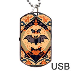Bat Pattern Dog Tag Usb Flash (one Side) by Valentinaart