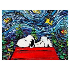 Dog Cartoon Vincent Van Gogh s Starry Night Parody Premium Plush Fleece Blanket (extra Small) by Sarkoni