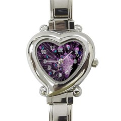 Purple Peacock Heart Italian Charm Watch by Bedest