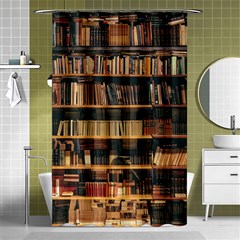 Books On Bookshelf Assorted Color Book Lot In Bookcase Library Shower Curtain 48  X 72  (small)  by Ravend