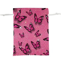 Pink Glitter Butterfly Lightweight Drawstring Pouch (xl) by Ndabl3x