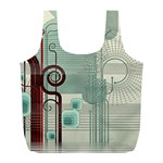 Green Red And White Line Digital Abstract Art Full Print Recycle Bag (L) Front