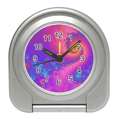 Fractal Art Artwork Magical Purple Travel Alarm Clock by Proyonanggan