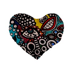 Multicolored Abstract Painting Colorful Standard 16  Premium Flano Heart Shape Cushions by Grandong