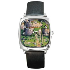 Painting Scenery Square Metal Watch by Sarkoni