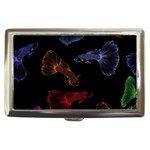 Vector Aquarium Guppies Seamless Fish Pattern With Black Background Cigarette Money Case Front