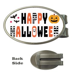 Happy Halloween Slot Text Orange Money Clips (oval)  by Sarkoni