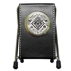 Tribal Pattern Pen Holder Desk Clock by Sobalvarro
