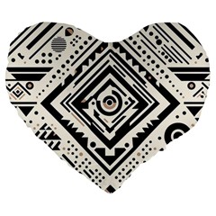 Tribal Pattern Large 19  Premium Heart Shape Cushions by Sobalvarro