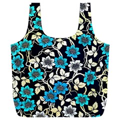 Blue Flower Pattern Floral Pattern Full Print Recycle Bag (xxl) by Grandong