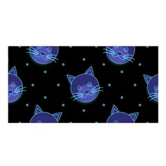 Vector Illustration Of Cat Animal Face Pattern Satin Shawl 45  X 80  by Ndabl3x