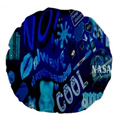 Really Cool Blue, Unique Blue Large 18  Premium Round Cushions by nateshop