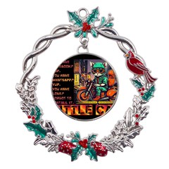 A Little Cat Metal X mas Wreath Holly Leaf Ornament by Internationalstore