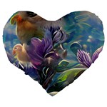 Abstract Blossoms  Large 19  Premium Flano Heart Shape Cushions Back
