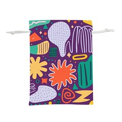 Colorful Shapes On A Purple Background Lightweight Drawstring Pouch (s) by LalyLauraFLM