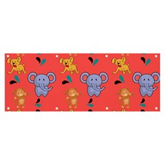 Elephant Monkey Dog Cartoon Banner And Sign 8  X 3  by Pakjumat