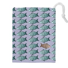 Fishes Pattern Background Theme Drawstring Pouch (4xl) by Pakjumat