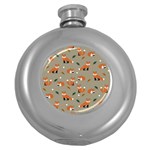 Fox Pattern Texture Round Hip Flask (5 oz) Front