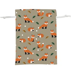 Fox Pattern Texture Lightweight Drawstring Pouch (xl) by Pakjumat