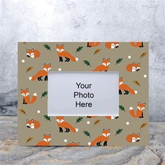 Fox Pattern Texture White Tabletop Photo Frame 4 x6  by Pakjumat