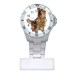 Golden Retriever Dog T- Shirt Golden Retriever Dog Santa Christmas Tree Lights Xmas T- Shirt Plastic Nurses Watch by ZUXUMI