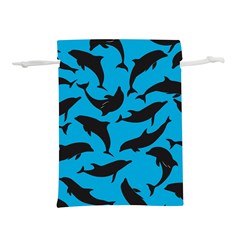 Dolphin Silhouette Pattern Lightweight Drawstring Pouch (m) by Pakjumat