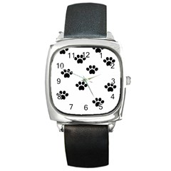 Dog Paw Print T- Shirt Paw Pattern 6 Square Metal Watch by EnriqueJohnson