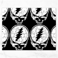 Black And White Deadhead Grateful Dead Steal Your Face Pattern Rectangular Jigsaw Puzzl by Sarkoni