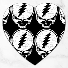Black And White Deadhead Grateful Dead Steal Your Face Pattern Jigsaw Puzzle (heart) by Sarkoni