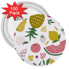 Fruits T- Shirt Funny Summer Fruits Collage Fruit Bright Colors T- Shirt 3  Buttons (100 Pack)  by EnriqueJohnson