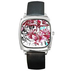Hawaii T- Shirt Hawaii Indian Flower Modern T- Shirt Square Metal Watch by EnriqueJohnson