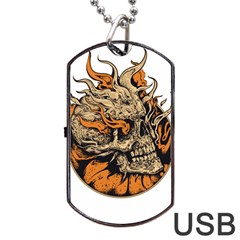 Human Skull  Skull Art Skeleton Illustration Dog Tag Usb Flash (one Side) by uniart180623