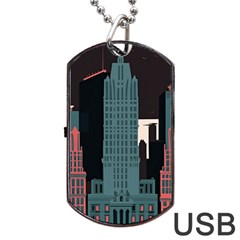 New York City Nyc Skyline Cityscape Dog Tag Usb Flash (one Side) by uniart180623