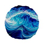 Tsunami Waves Ocean Sea Nautical Nature Water Standard 15  Premium Flano Round Cushions Front