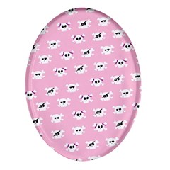 Girly Girlie Punk Skull Oval Glass Fridge Magnet (4 Pack) by Ket1n9